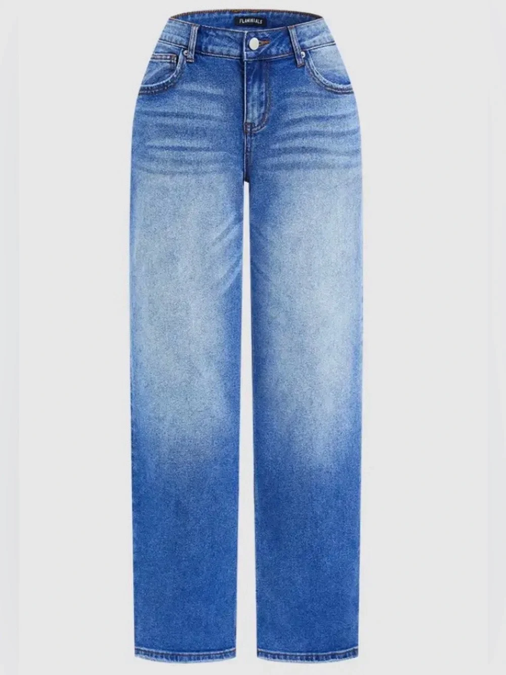 Flamingals Wash Mid Waist Straight Leg Jeans